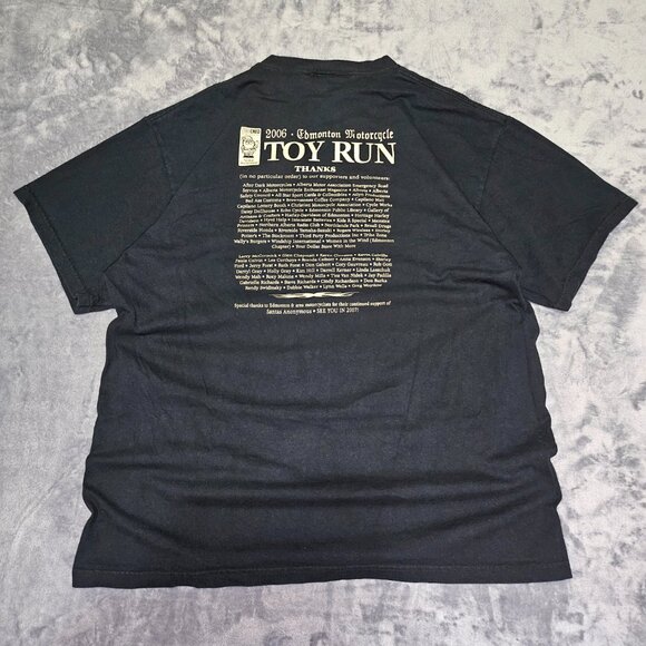 Y2K Edmonton Motorcycle Toy Run Santa Anonymous Christmas Graphic Shirt Men’s XL - Picture 2 of 7